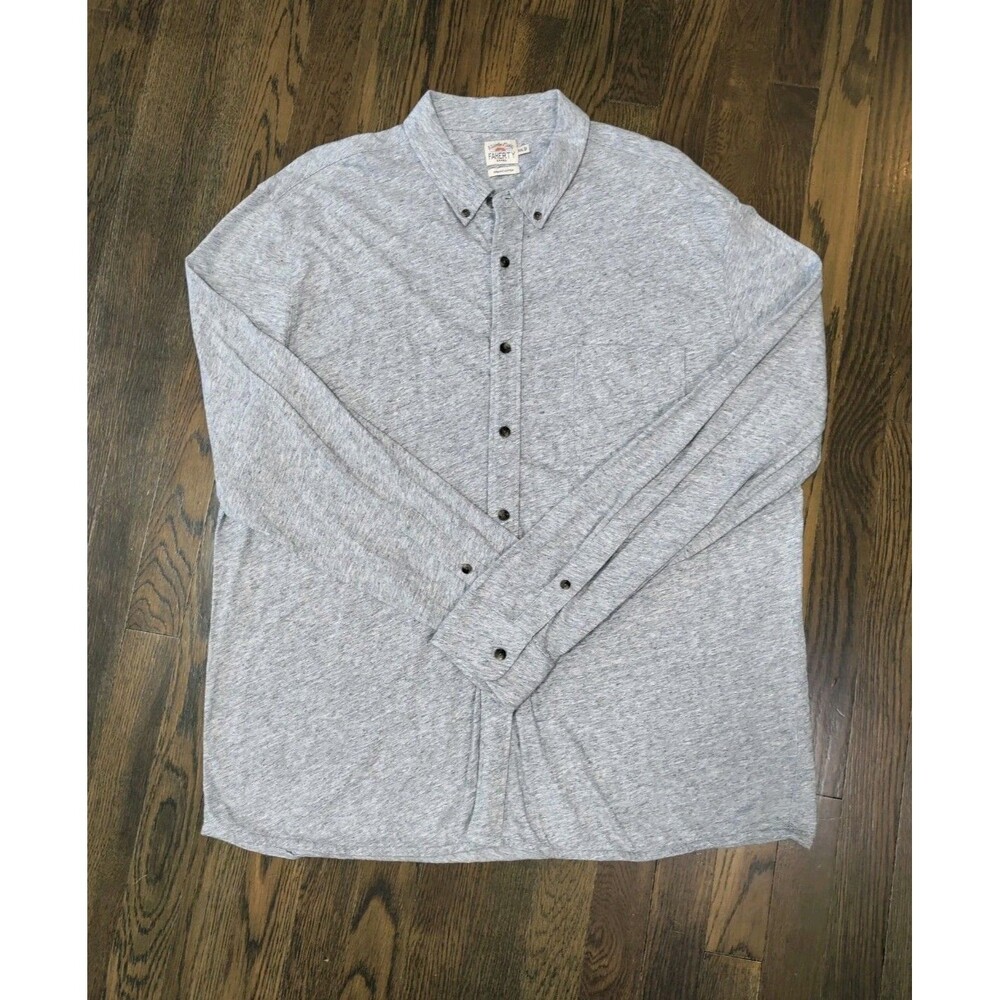 Faherty Button Down Shirt Men's 2XL Heather Gray Long Sleeve 100% Organic Cotton